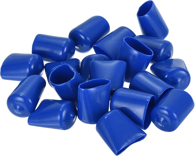 uxcell 20pcs Rubber End Caps 19mm ID Vinyl Round Tube Bolt Cap Cover Screw Thread Protectors Blue