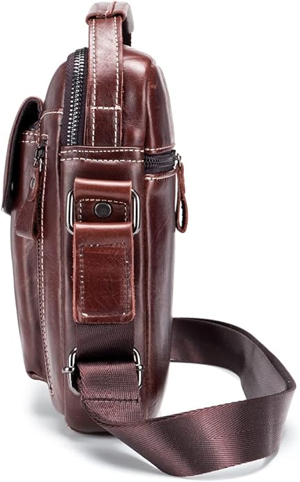 KPYWZER Genuine Leather Shoulder Bag Small Men Messenger Pack Handbag Sling Crossbody Bag Man Purse for Business