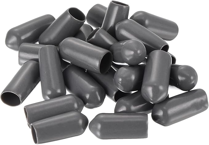 uxcell 20pcs Rubber End Caps 6mm(1/4") ID Vinyl PVC Round Tube Bolt Cap Cover Screw Thread Protectors Dark Grey