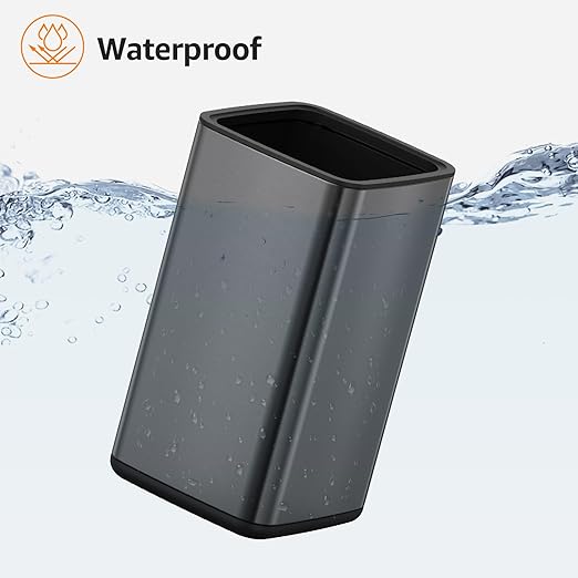 Mbillion 2.4 Gal (9L) Stainless Steel Open - Top Trash Can with Removable Inner Bucket - Sleek Metal Small Waste Basket for Bathroom Office,Brushed Black