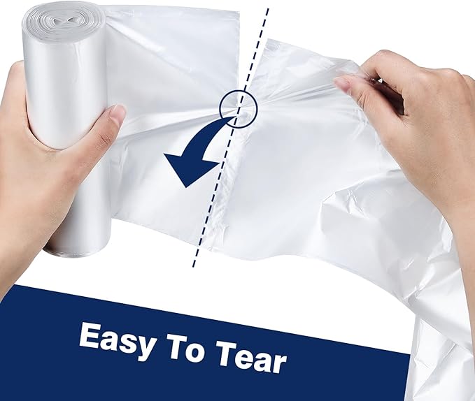 7-10 Gallon Clear Trash Can Liners, 24'' x 24'', Wholesale 1000 Count, High Density Garbage Bags for Office, Bathroom, Commercial and Industrial Use