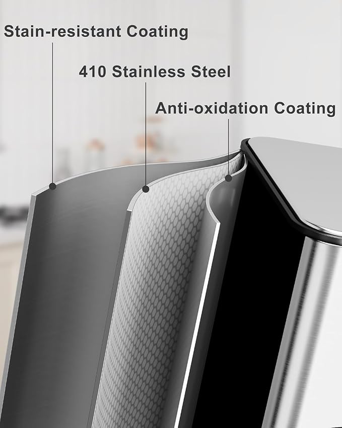 GarveeHome Trash Can 60L/15.9 Gal, Three Compartments Pedal Kitchen Recycling Trash Bin with Lids,Stainless Steel Garbage Can for Home Office Restaurant School Hospital