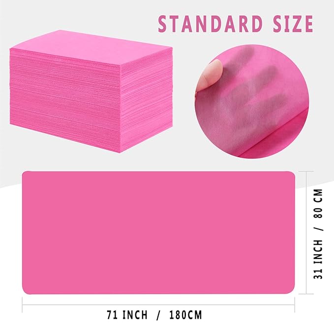 400 Pcs Disposable Bed Sheets 31" x 71" Massage Table Sheets Non Woven Fabric SPA Bed Cover Breathable for Massage Beauty Tattoos (400 Pcs Pink)