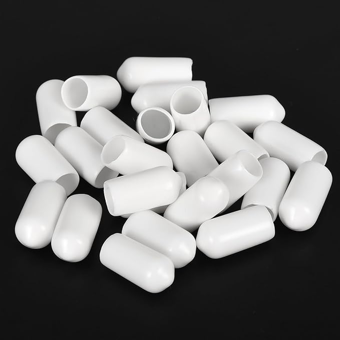 uxcell 20pcs Rubber End Caps 7mm ID Vinyl Round End Cap Cover Screw Thread Protectors White