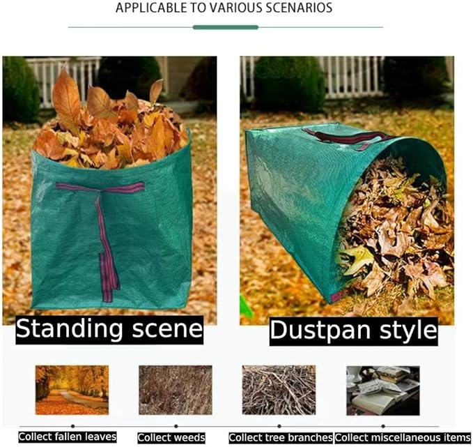 72 Gallon Garden Bags for Debris,2-Pack Yard Waste Bags,Large Dustpan-Type Lawn Bags with Gardening Gloves, Leaf Bags for Yard Debris,Grass Clippings,Collapsible Trash Can for Parties,Laundry,Camping