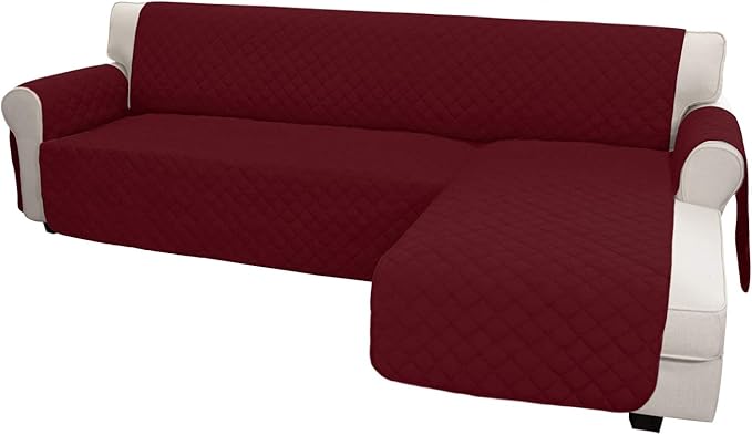 Easy-Going Sofa Slipcover L Shape Sofa Cover Sectional Couch Cover Furniture Protector Mat for Pets Dog Cat (Large,Christmas Red/Christmas Red)