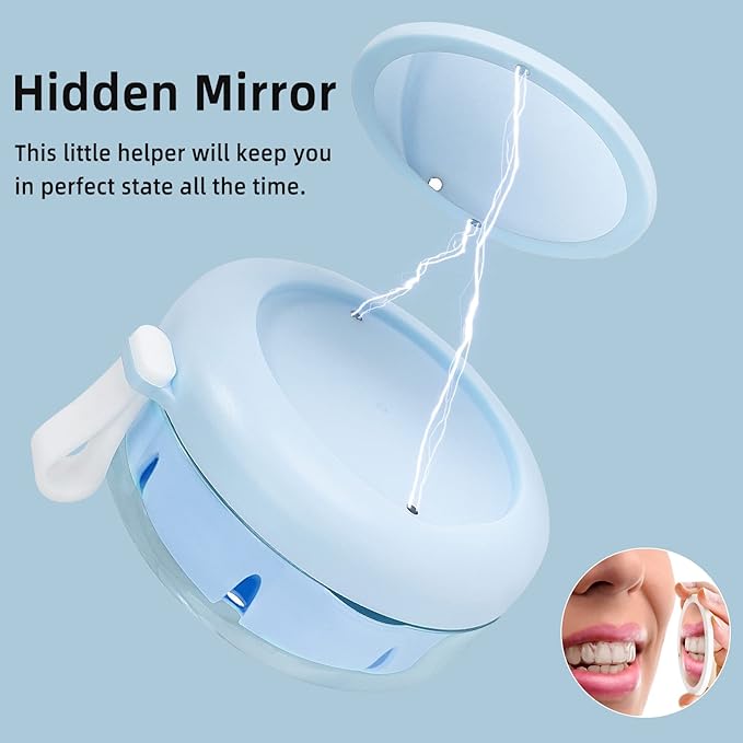 Leak Proof Denture Cup Kit Portable Retainer Case Perfect for Travel, Denture Case Container Cleaning Care for Dentures Aligner Mouth Guard with Denture Brush,Strainer, Removal Tool and Mirror