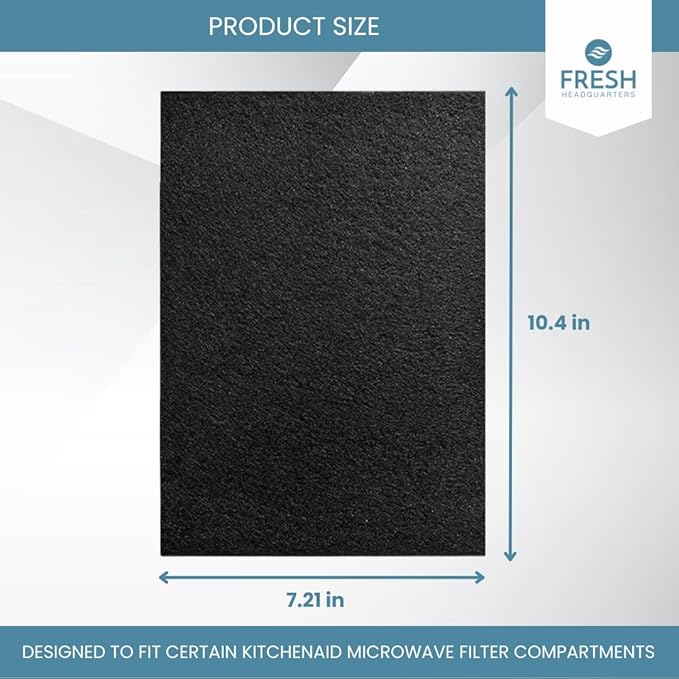 2-Pack Activated Carbon Charcoal Microwave Hood Filters - Pre-Cut 10" x 7.21" Microwave Hood Filters - Compatible w/Whirlpool WML55011 & KitchenAid Low‑Profile Models, Made in USA