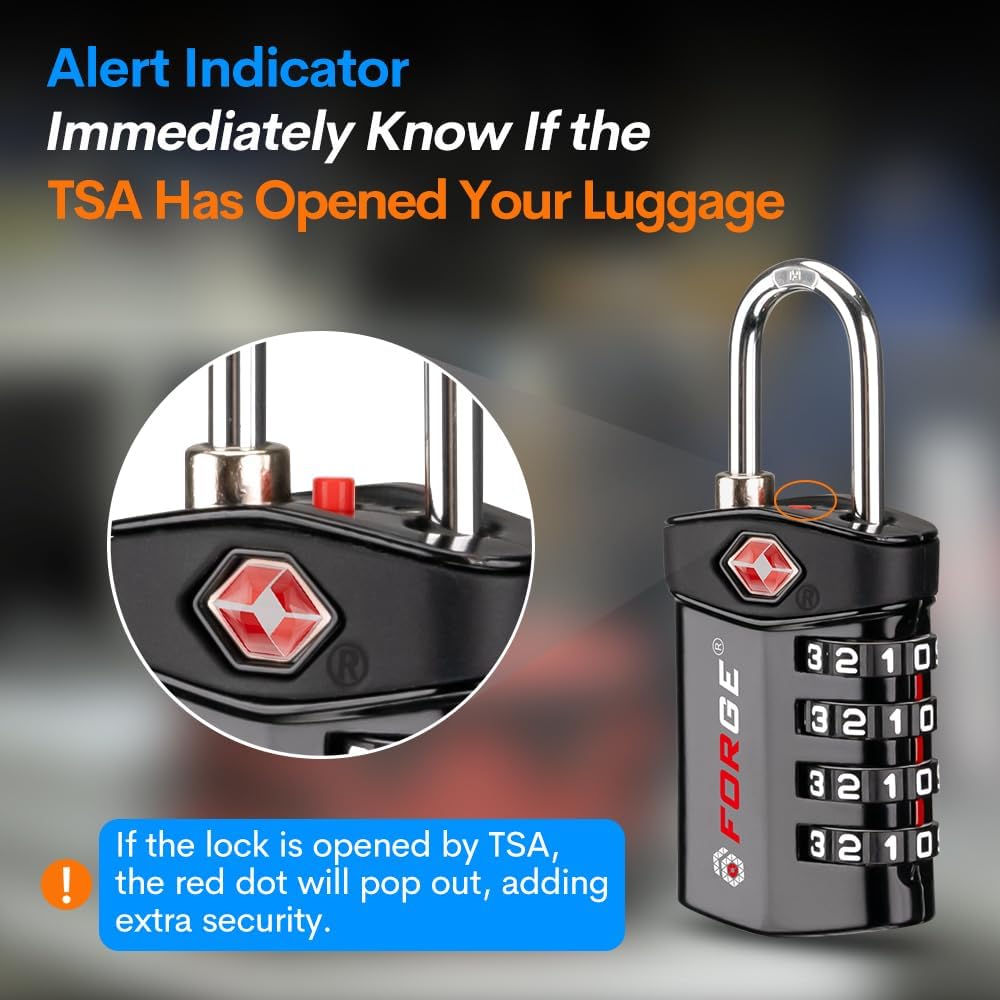 Forge Travel Lock,TSA Approved Luggage Locks for Air Travel, Gym Lockers, School Lockers, Pelican Cases, Gun Case, Easy Read Dials, Durable Alloy Body