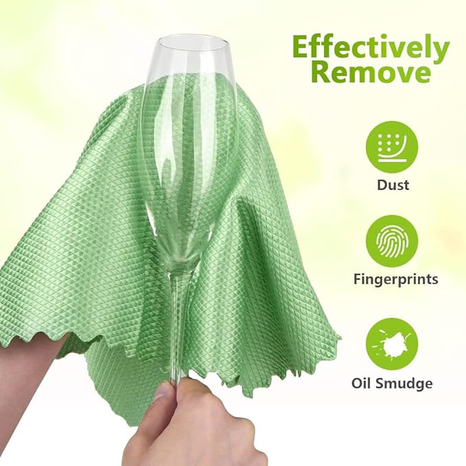 HOMEXCEL Microfiber Glass Cleaning Cloths-6PK, 16"x14" Lint Free Window Cleaning Cloth, Glasses, Mirrors, Screens, Stainless Steel, Premium Microfiber Wipes for Cleaning, Glass and Window Cleaner