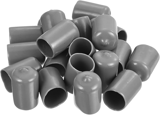 uxcell 20pcs Rubber End Caps Protective Caps 18mm ID Vinyl PVC Round Tube Bolt Cap Cover Screw Thread Protectors, Light Grey