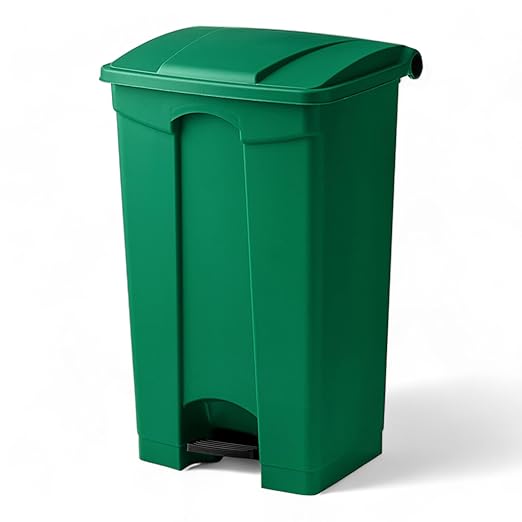 PRO&Family Step-On Trash Can with Lid, Plastic Waste Bin, Foot Pedal Operation (Green, 23 Gallon)