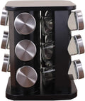 Spice Rack, Spice Rack Organizers for Countertop, Rotating Countertop Spice Rack, Revolving Spice Rack for Kitchen, Kitchen Gadgets, Organizer Rack with Spice Jars (Black, SquareHead_12Jars)