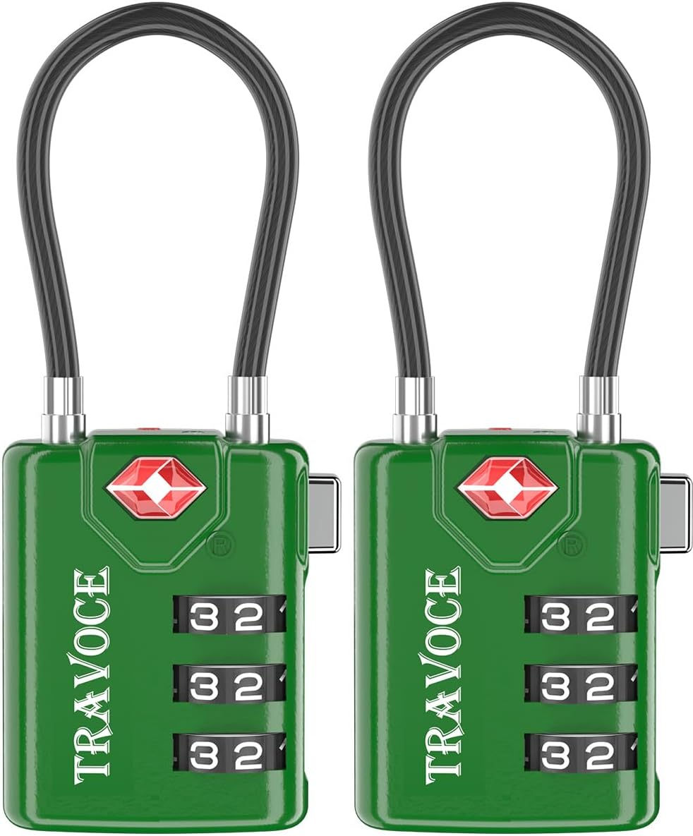 TSA Approved Luggage Locks, Travel Locks Which Also Work Great as Gym Locks, Toolbox Lock, Backpack and More 1,2,4,6 &10 pk (Army Green)