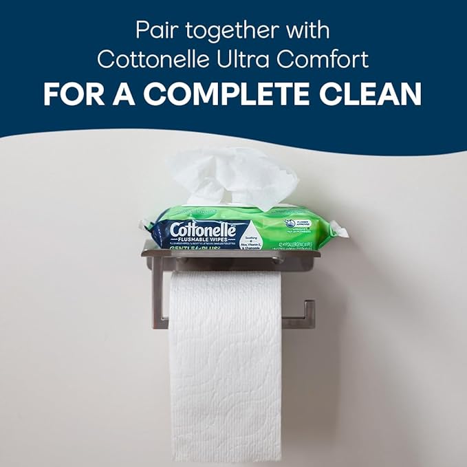 Cottonelle GentlePlus Flushable Wet Wipes with Aloe & Vitamin E, 2 Refill Packs, 168 Wipes Per Pack (336 Total), Packaging May Vary