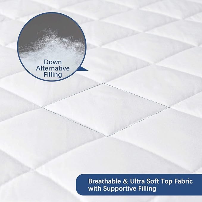 RV Short Queen Mattress Topper Pad Protector Waterproof, Absorbent 60" x 75" Mattress Pads Quilted Fitted Mattress Protector, Short Queen Mattress Cover for RV Queen Bed, Deep Pocket fit up to 18 Inch