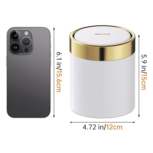 Mini Trash Can with Lid, Desktop Small Trash Can Recycling Bin Cute Metal Garbage Can for Tabletop Countertop Use,Stainless Steel 0.4Gal/1.5L Waste Bin for Office Parlor Car Bedroom,Swing Lid Open