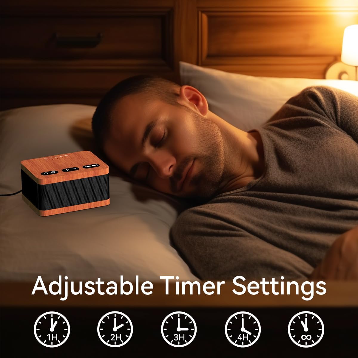 Sound Machine White Noise Machine with 30 Soothing Sounds 36 Levels Volume 5 Timers and Memory Function Effectively Blocks Noise Ideal Sleep Machine for Baby Kids Adults… (Wood Grain)