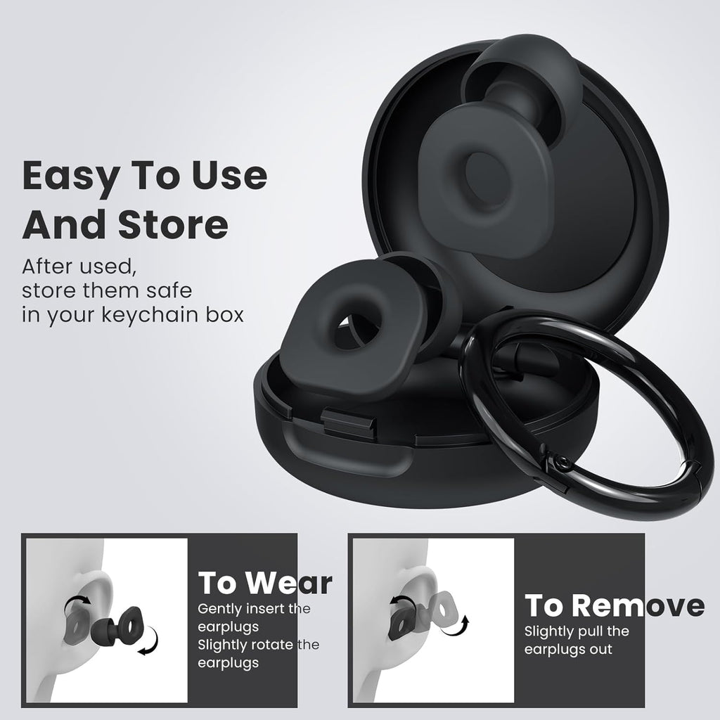 2 Pairs of Ear Plugs for Sleeping,Reusable Hearing Protection Earplugs with 8 Pairs Ear Tips & One Connector Cord,Soft Ear Plugs for Noise Reduction,Concert,Musician & Work - 25dB-30dB