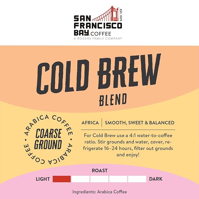 San Francisco Bay Ground Coffee - Cold Brew (28oz Bag), Light Roast