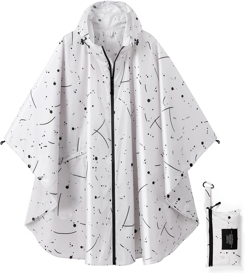 Rain Poncho Jacket Coat Hooded Zipper Style for Women/Men/Adult with Pocket