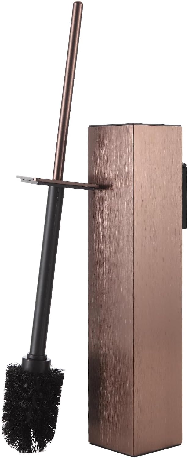 BGL Toilet Brush and Holder Set Rose Gold Wall Mounted for Bathroom Square Design