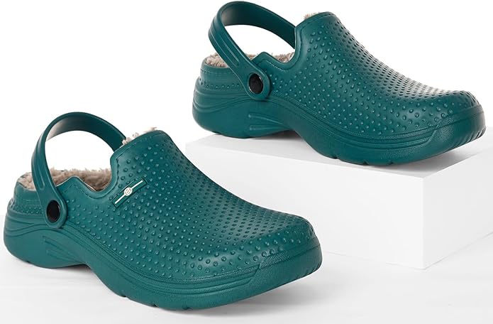 Womens Mens Fur Lined Clogs Waterproof Garden Shoes Winter Warm Fleece Lining Fuzzy House Home Slippers Indoor Outdoor Mules