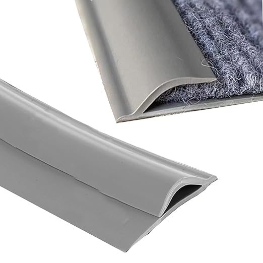 Self Adhesive Carpet Transition Strip with Edge Trim, Designed for Seamless Transitions from Carpet to Tile or Vinyl Floors, Perfect for Doorways.(Gray,50ft)