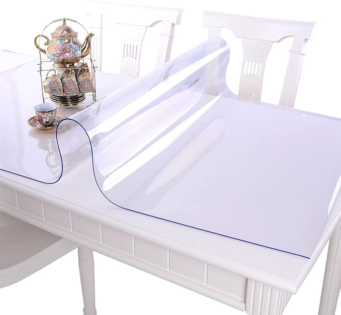 NECAUX Custom 23.6 x 31.5 Inch Clear Desk Cover Protector, 1.5mm Thick Plastic Desk Pad, Clear Desk Protector, Desk Mat on top of Desk, Decorative Table Protector for Computer Writing Desk, Side Table