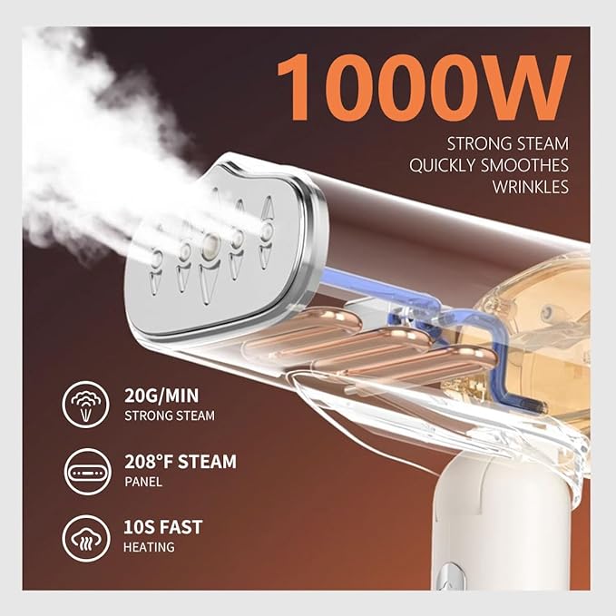 1000w Travel Garment Steamer for Clothes: Foldable Portable Handheld Clothing Mini Steamers Travel Size Hand held Electric Small steam Iron plancha a de Vapor para ropa portatil Travel Dorm Essentials