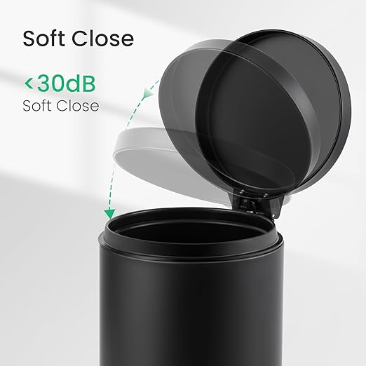 Cesun 1.2 Gallons Small Black Trash Can, Bathroom Garbage Can with Lid and Foot Pedal, Mini Round Wastebasket for Bathroom, Bedroom, Office, 4.5 Liters / 1.2 Gallons, Matte Black