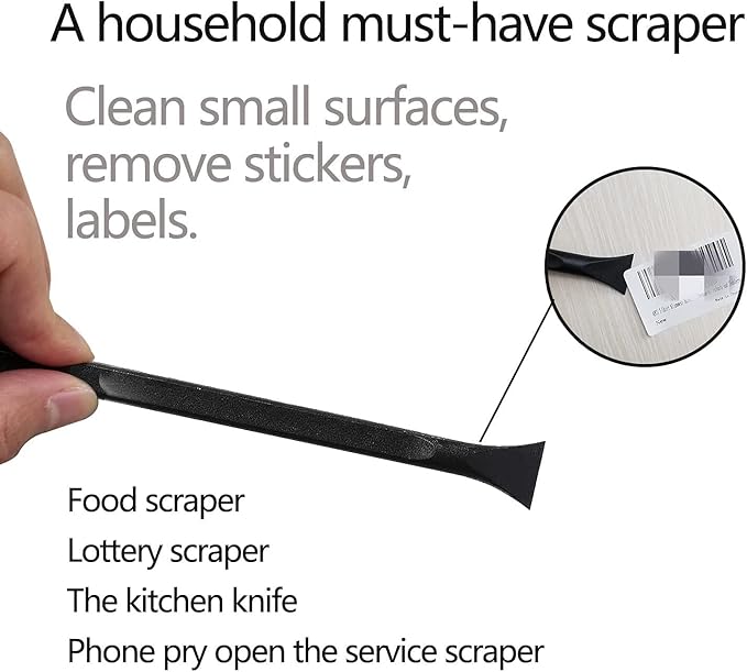 Plastic Scraper Multi-Purpose Scraper Non-Scratch Cleaning Tool Easy to Clean Small and Narrow Spaces and Gaps, Perfect to Remove Stickers, Labels, Oil Stains, Food, Dirt, Etc 3-Pcs