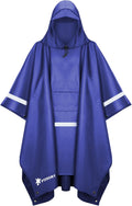 PTEROMY Hooded Rain Poncho for Adult with Pocket, Waterproof Lightweight Unisex Raincoat for Hiking Camping Emergency