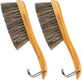 Counter Brush for Furniture, Drafting, Patio, Bed, Fireplace, Woodworking Cleaning, Horsehair Bristles Duster Wooden Handle Shop Brush, Hand Broom Brush - 2 Pack