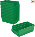 Akro-Mils 30130 Plastic Shelf Bins, Heavy Duty Storage Bins for Garage, Closet, and Drawer Organization, 12-Inch x 6-1/2-Inch x 4-Inch, Green, 12-Pack