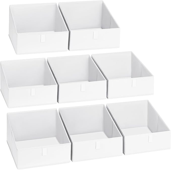 DIMJ Closet Storage Bins 8 Pack - Fabric Trapezoid Closet Organizer Bin, Foldable Storage Baskets for Shelves, Shelf Organizer, Clothing Storage Box for Toys, Books, Towel, Clothes