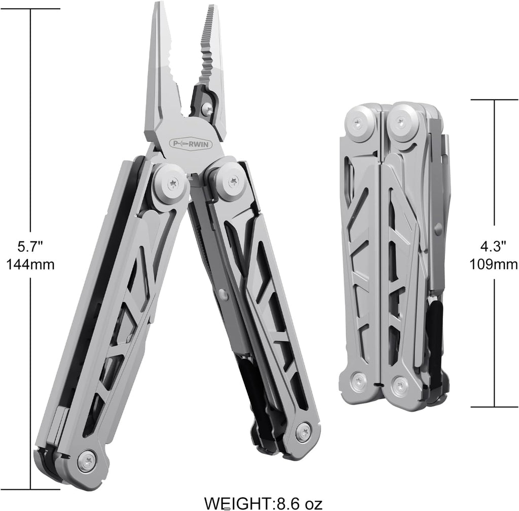 Multitool, 17-in-1 Stainless Steel Multi Tool Pliers with Self-Locking, Pocket Knife, Nylon Sheath, Professional (EDC) Multi-Tool for Survival, Camping and Hunting, Hiking, Simple Repair