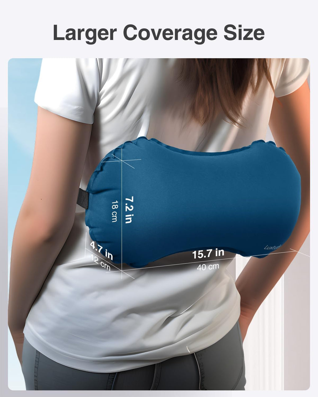 Luxtude Inflatable Lumbar Pillow for Airplane Travel, Lumbar Support Pillow for Office Chair/Car, Self-Inflating Travel Lumbar Pillow Back Support, Lower Back Pillow for Reducing Lumbar Pain