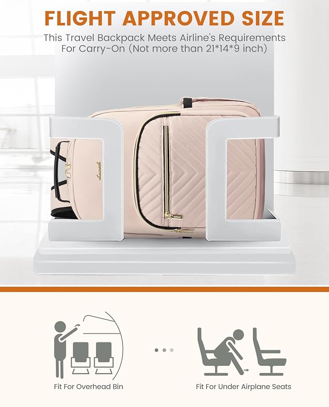 LOVEVOOK Laptop Backpack Purse for Women, Work Travel Computer Bags, College School Backpack for Student Girl, Quilted Casual Daypack with USB Port, Fit 15.6 Inch Laptop, Antiquewhite
