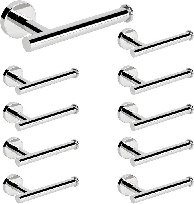 NearMoon Bathroom Toilet Paper Holder, Premium SUS304 Stainless Steel Rustproof Wall Mounted Toilet Roll Holder for Bathroom, Kitchen (10 Pack, Chrome Finish)