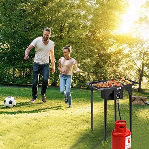 Single Burner Camp Stove, Outdoor Camping Stove 1 Burner Propane Cooker w/Detachable Legs & CSA Regulator for Camp Paito RV, Cast Iron, 75,000 BTU