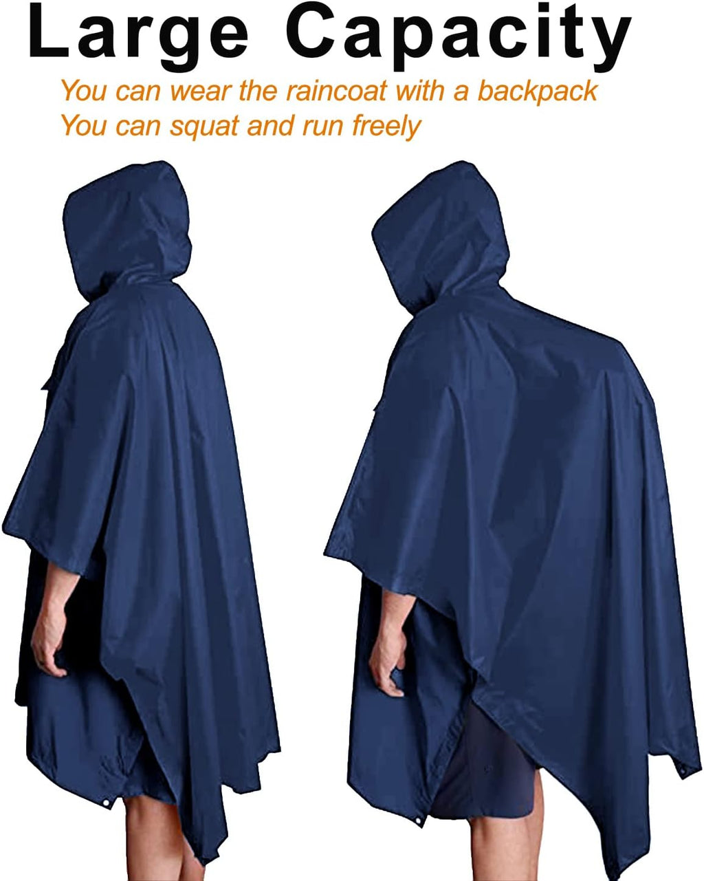 salamra Hooded Rain Poncho Waterproof Raincoat Jacket for Men/Women/Adults with Pocket