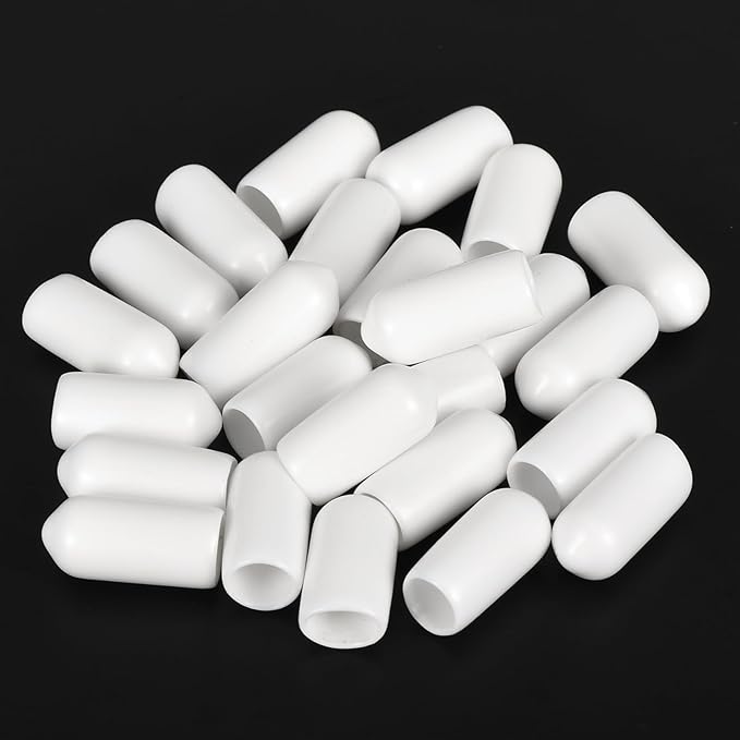uxcell 20pcs Rubber End Caps 6.5mm ID Vinyl Round End Cap Cover Screw Thread Protectors White