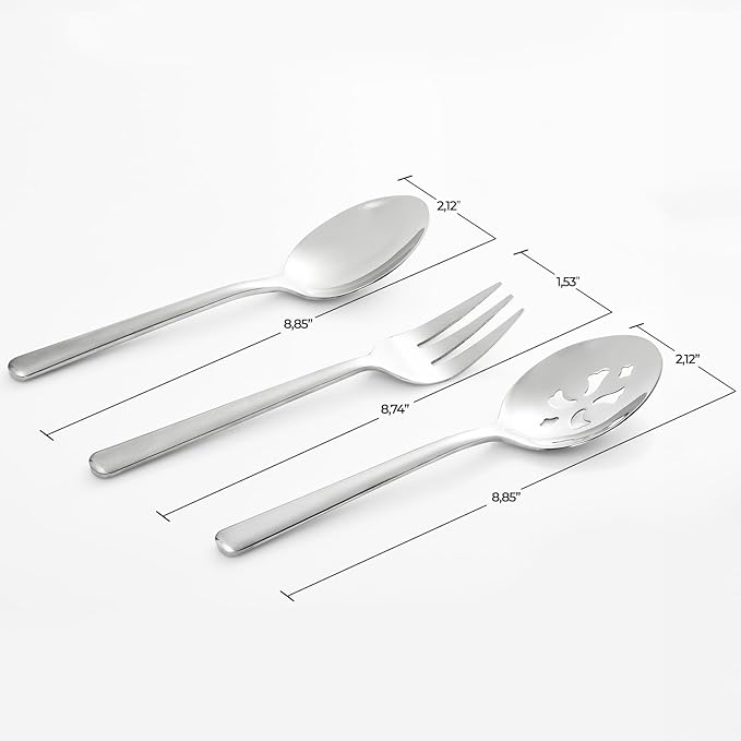 Serving Spoon x 2,Slotted Serving Spoon x 2,Serving Forks x 2,RTT 9 Inch Stainless Steel Catering Serving Utensils for Party Buffet Dinner Banquet Cooking Kitchen Basics,Mirror Finish Flatware