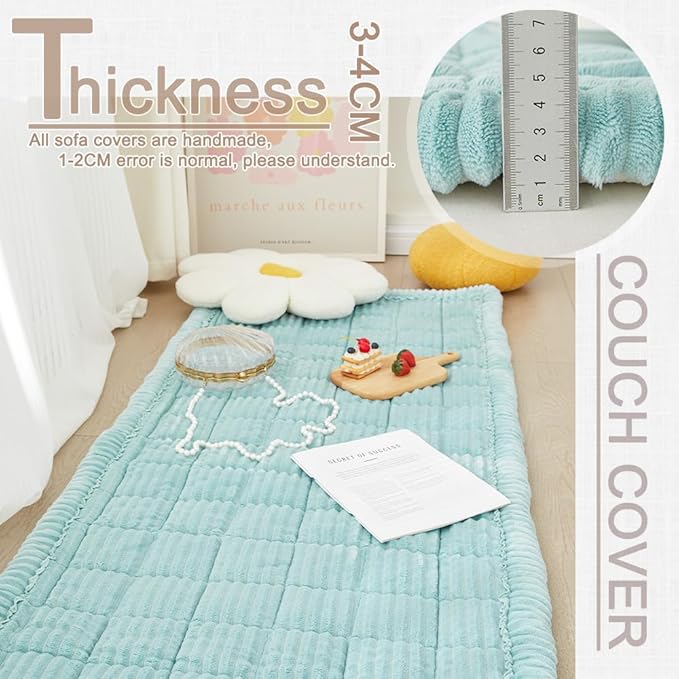 Couch Cover for Dogs Washable, Fuzzy Pet Couch Covers for 3 Cushion Sofa Pet Friendly, Non Slip Sofa Cover (Blue, 27.6" x 70.9"/70 x 180cm)