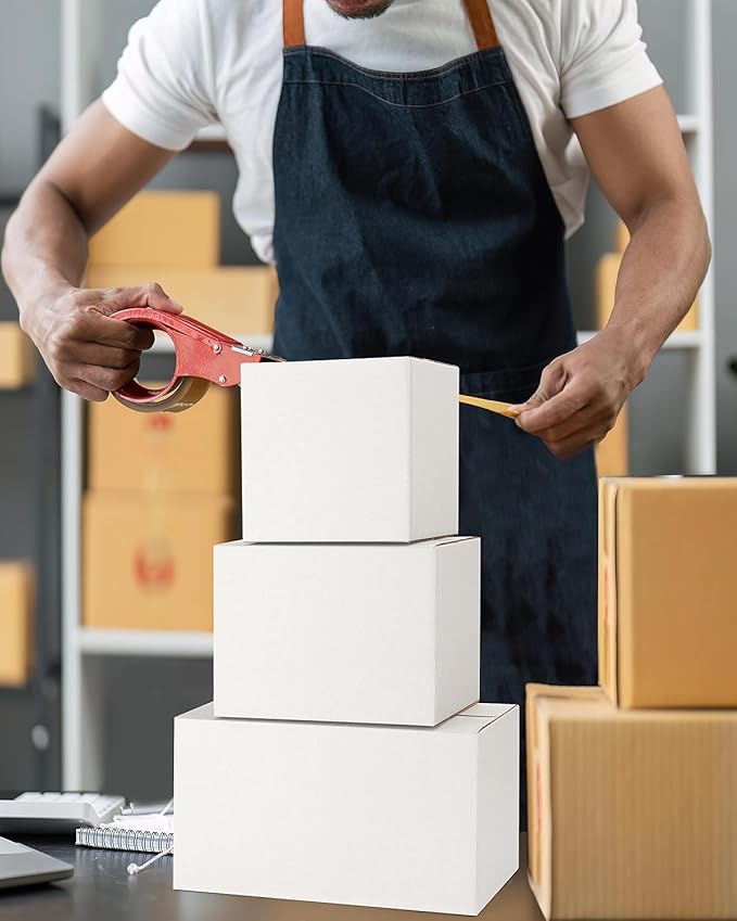 Assorted-Sizes-Shipping-Boxes-45-Pack: 6x6x6 & 8x6x6 & 11x6x6 Small-Shipping-Boxes-Mailers, White Corrugated-Cardboard-Boxes-for-Packing-Small-Business Mailing