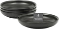 Gibson Elite Beckett 4-Piece 9 Inch Dinner Plate Bowl Set – Reactive Glaze Stoneware – Shallow Serving Pasta Bowls (Blate) – Round Wide-Rim Design – Microwave & Dishwasher Safe - Black