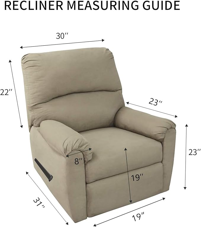 PureFit Reversible Quilted Recliner Sofa Cover, Water Resistant Slipcover Furniture Protector, Washable Couch Cover with Elastic Straps for Kids, Dogs, Pets (Small, Greyish Green/Beige)