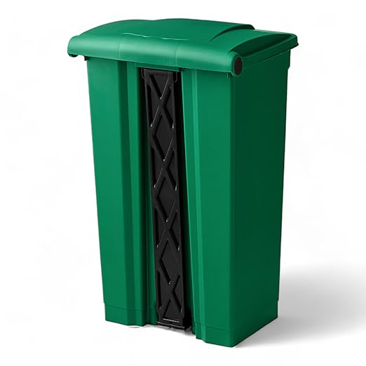 PRO&Family Step-On Trash Can with Lid, Plastic Waste Bin, Foot Pedal Operation (Green, 23 Gallon)
