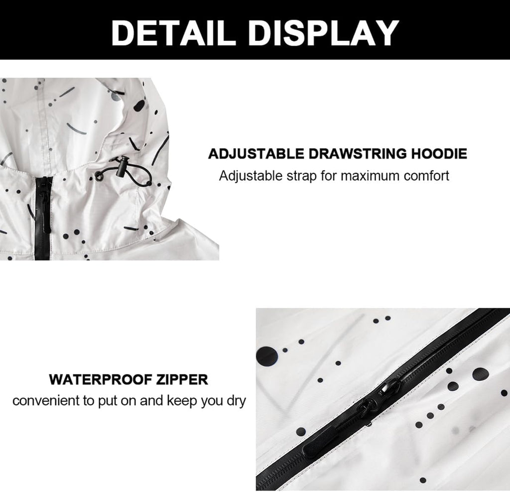 Rain Poncho Jacket Coat Hooded Zipper Style for Women/Men/Adult with Pocket